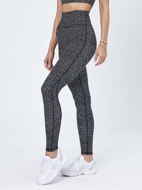 Buffbunny Bossy Print Legacy Leggings Black White Polka Dot High Waist Large